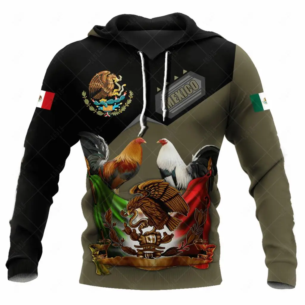 Men's Hoodie Mexican Hoodies 3D Print Mexican Rooster Graphics Top Autumn Long Sleeve Streetwear Fashion Hoodie For Men Clothing