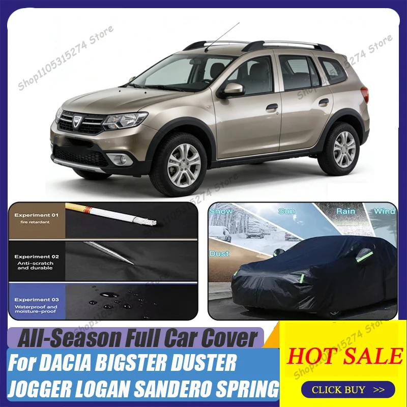 190T Polyester Waterproof For DACIA BIGSTER DUSTER JOGGER LOGAN SANDERO SPRING Car Cover Sunshade Anti-UV Dust Auto Accessory
