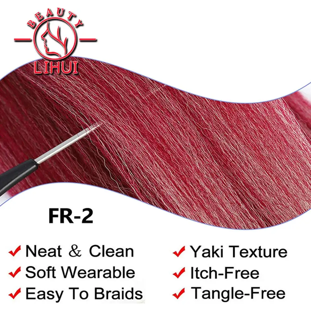 Braiding Hair Pre-stretched Synthetic Jumbo Braiding Hair Extensions 26Inch 90G Red Pink Kanekalon Hair for Afro Crochet Braids