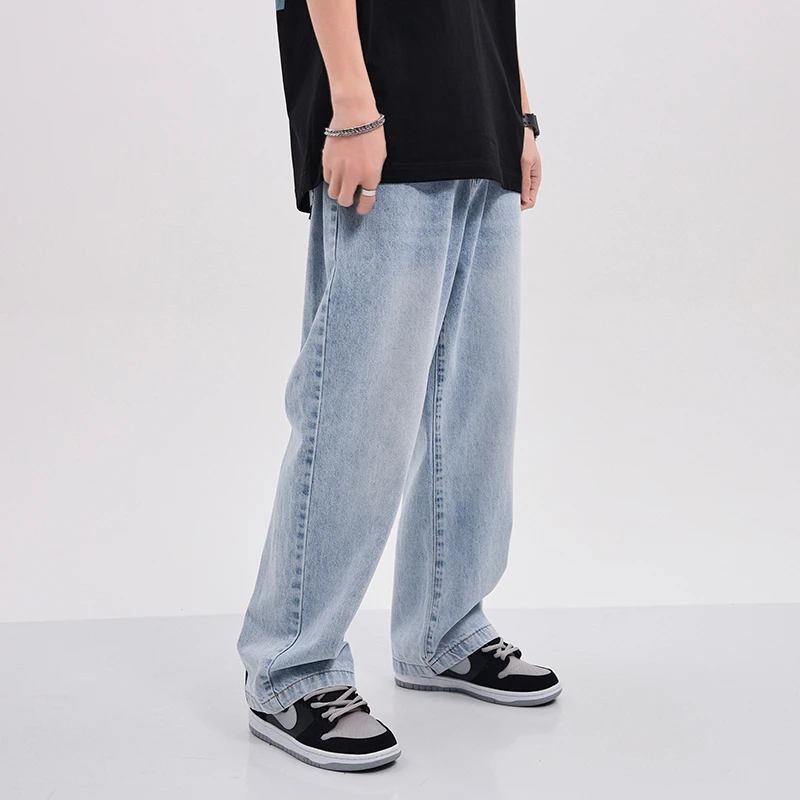 CUMUKKIYP Jeans Men Fashion Printed Denim Wide Leg Trousers Male Brand Loose Straight Baggy Hosen