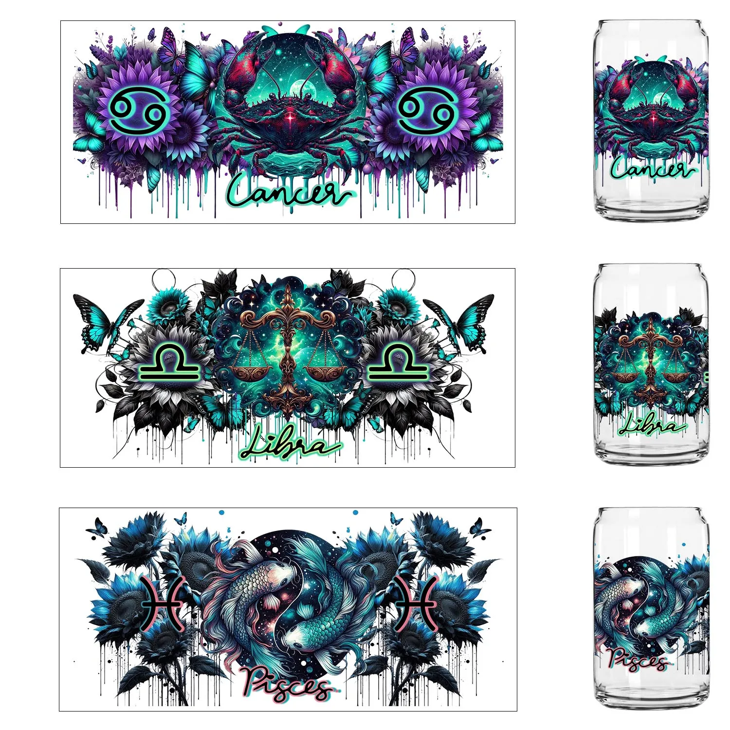 Mysterious Zodiac Sign Theme Artwork UV Sticker DIY decoration Seal Decals 3D transfers uvdtf stickers 16oz uv dtf cup wraps