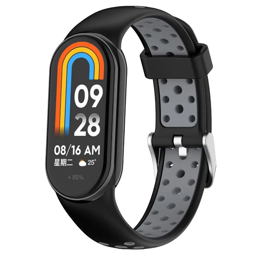 Silicone Substituição Strap para Xiaomi Band 8, Pulseira, Duas Cores, Pulseira Respirável, Smartwatch Acessórios