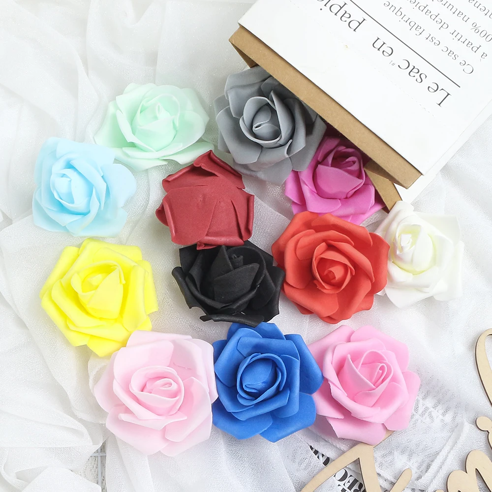 10/20/40pcs Rose Artificial Flowers Heads 7CM Fake Flowers Wedding Decoration Home Room Decor Garden Party DIY Garland Accessory