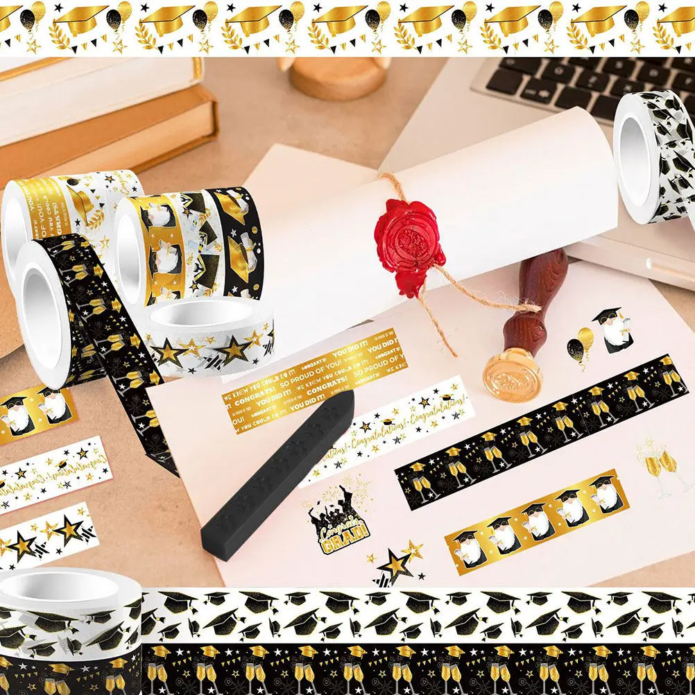 

12 Rolls Tape Scrapbook Printed Adhesive Tapes Decorative Craft DIY Paper Adhesive Planner Photo Album Gift Wrapping Stickers