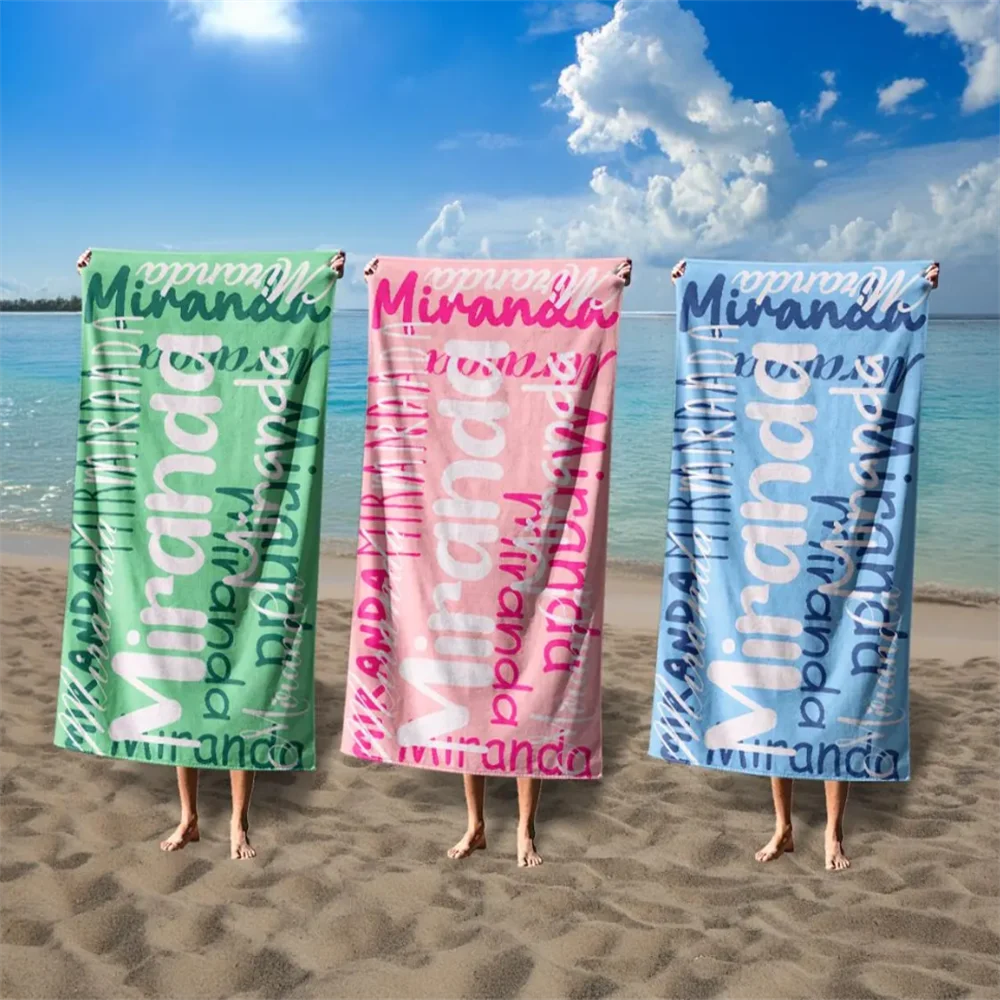 Personalized Beach Towel with Name, Oversized Monogram Pool Towels For Kids/Adult, Bachelorette Party Towel Gift, Birthday Vacat