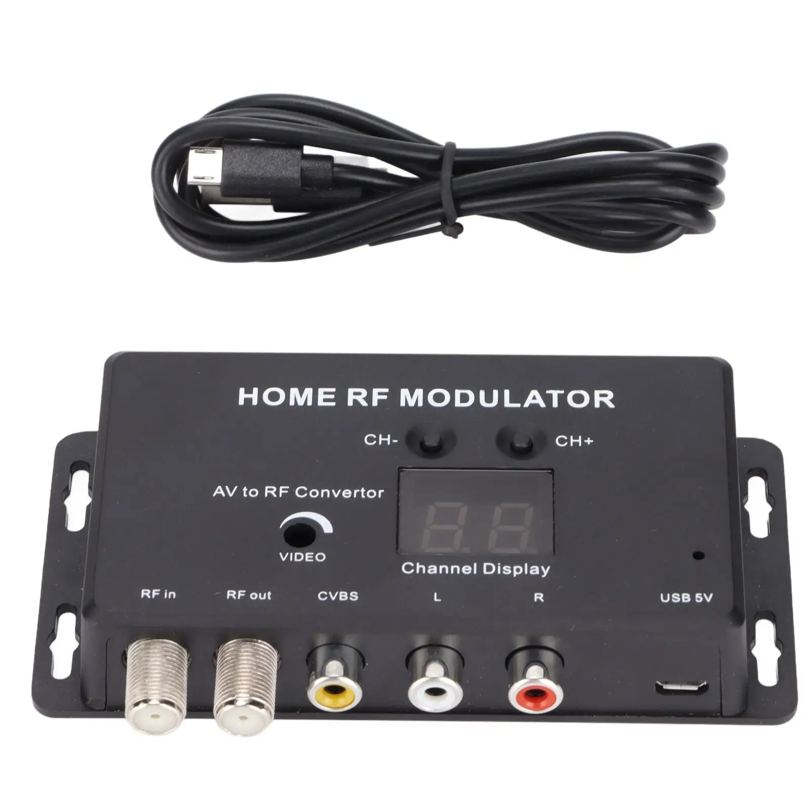 

TM70 UHF TV Link Modulator AV to RF Converter with IR Extender, 21 Channel Display, PAL/NTSC, Durable Black Plastic