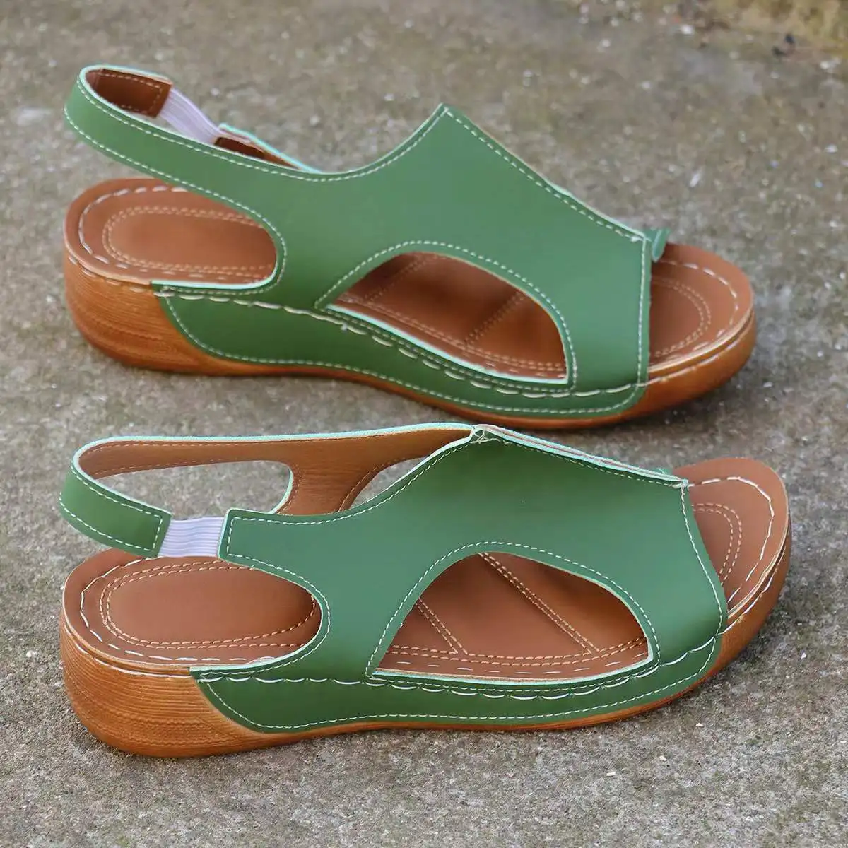 Sandalias de cuña para Mujer, zapatos de playa antideslizantes, ligeros e informales, con plataforma, talla grande, para verano, 2024