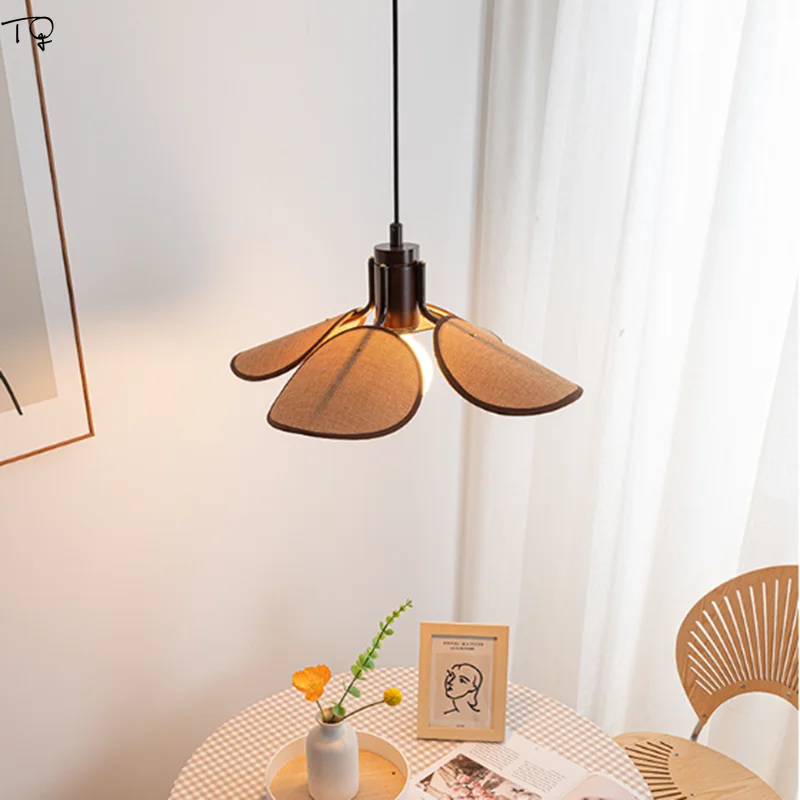 Japanese Wabi-sabi Four-leaf Clover Pendant Lights LED E27 Retro Simple Hanging Lamp Restaurant Study Living Room Homestay Cafe