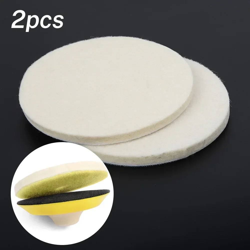 2Pcs 125mm Fine Wool Felt Polishing Pad Wheel 5inch Polish Repair Scratches For Automotive/Glass/Stainless Steel/Furniture/Wood