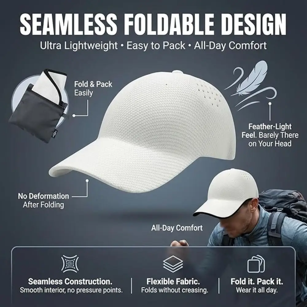 New Design Seamless Baseball Cap Packable Lightweight Outdoor Hat Quick Drying Breathable Visor Cap