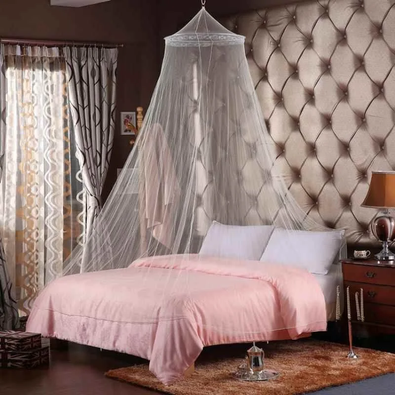 

Encrypted Dome Mosquito Net Princess Style Floor Standing Suspension Ceiling Drop for 18m Bed Double Size Home Use Swing Bed