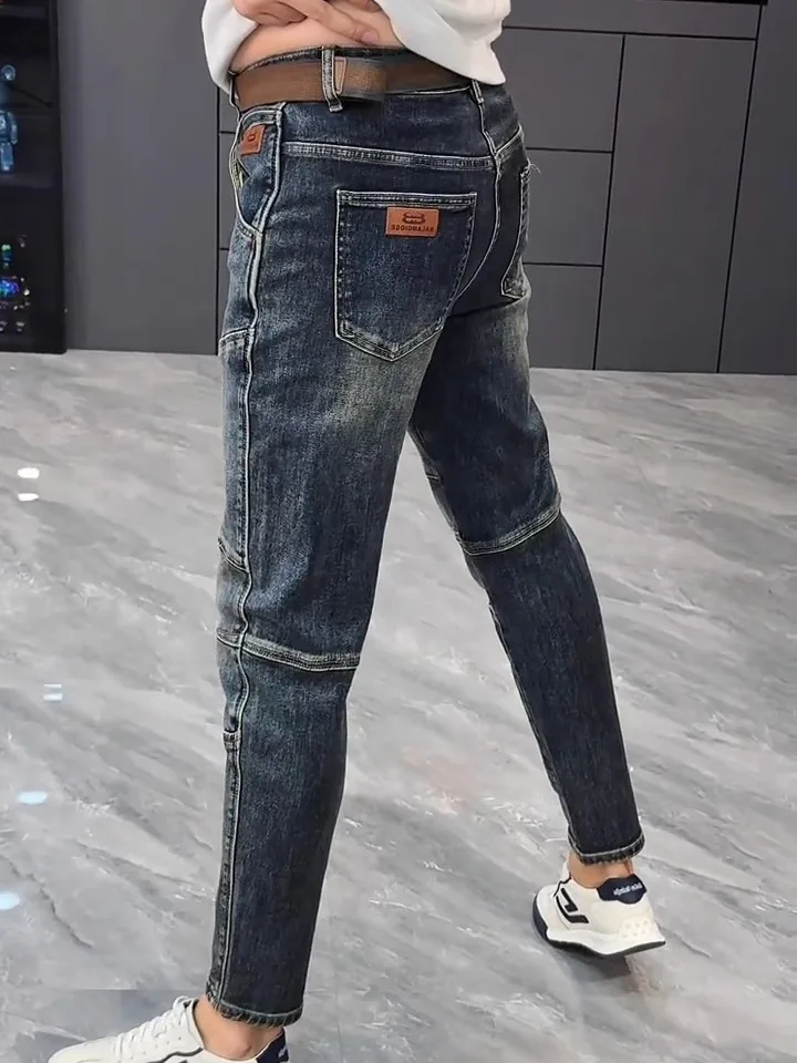 

Новое весеннее поступление, удобные модные мужские джинсы высокого качества, универсальные деловые повседневные прямые джинсы Sli