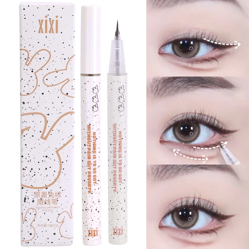 Eyeliner liquido opaco impermeabile senza sbavature sdraiato penna baco da seta duraturo Ultra sottile setoso nero marrone Eye Liner penna occhi trucco