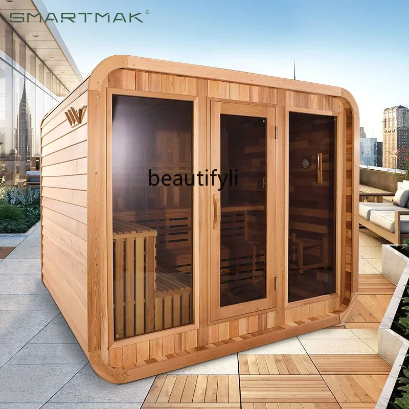 ls 42newOutdoor steam sauna courtyard volcanic stone family pool steam room