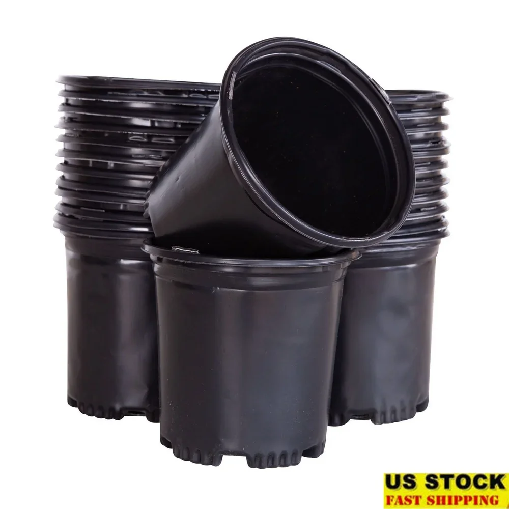 

25 Pack of 2.5 Qt Heavy Duty Black Nursery Pots Hydroponics Gardening with Drainage Holes Reusable Plant Containers