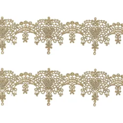 5Yards Gold Lace Trim Heart Lace Edge Trim Embroidery Polyester Ribbons Jacquard Ribbon Metaillic Venice Lace Trim for Wedding