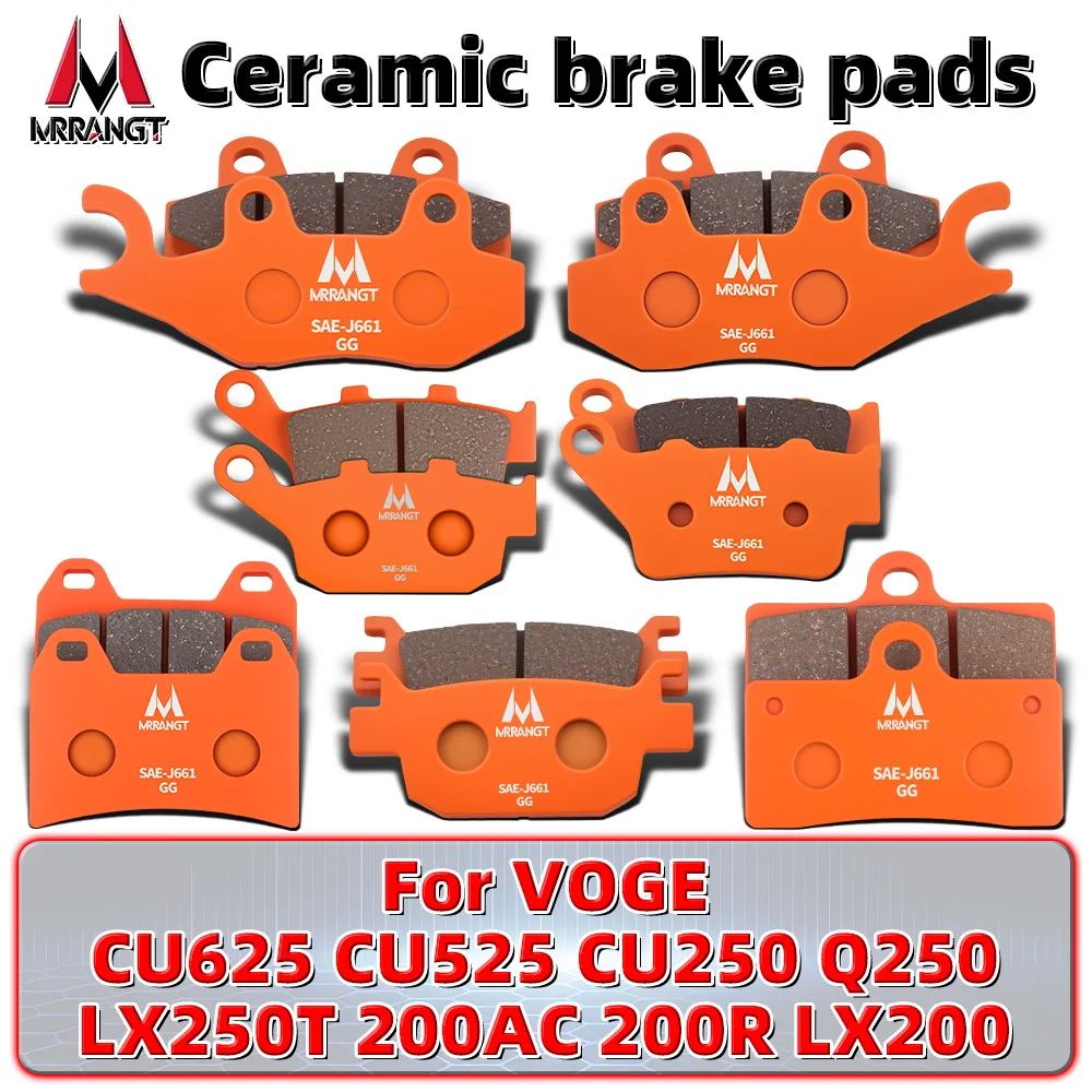 MRRANGT Motorcycle Front Rear Low Noise Ceramic Brake Pads Set Fit For VOGE CU625 CU525 LX250T 200AC CU250 Q250 LX200 200R Parts
