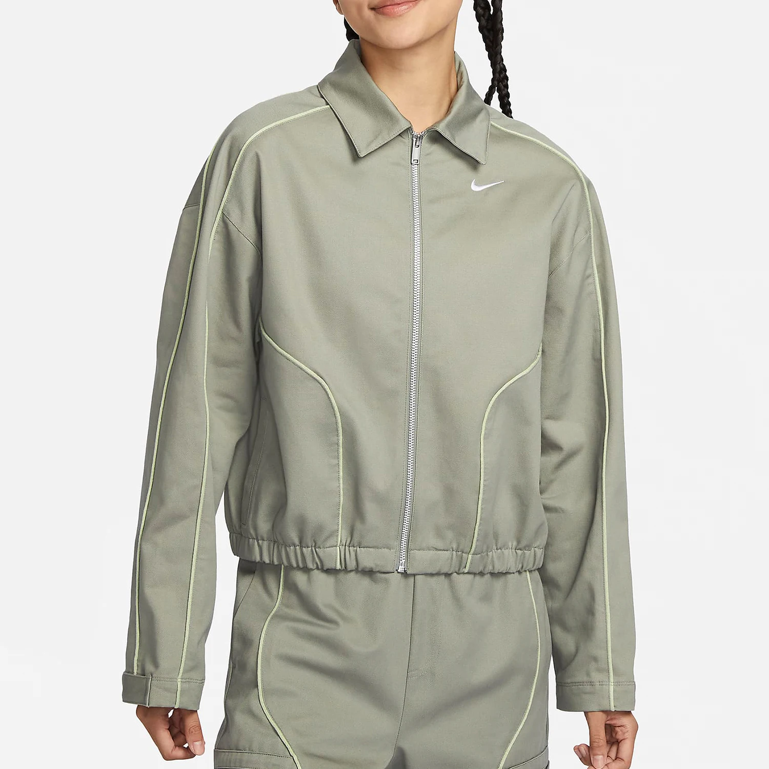 سترة نايك أصلية ربيعية جديدة للنساء كاجوال فضفاضة طية صدر السترة FN1941-053