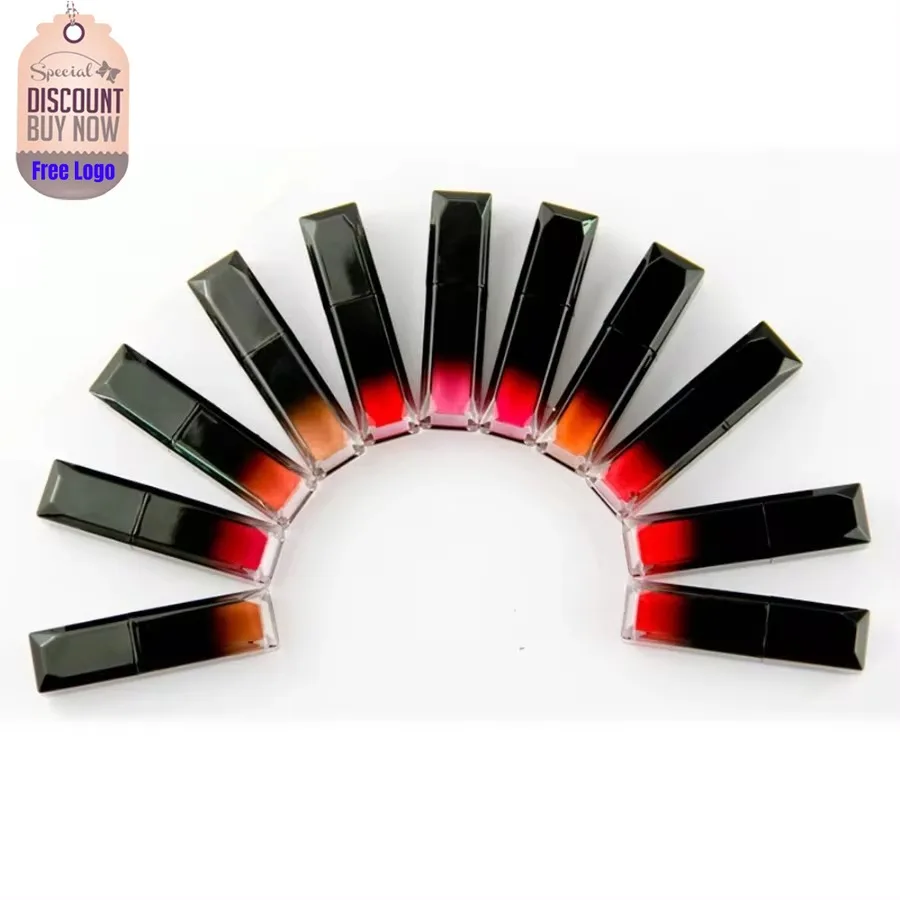 Gradiente Tubo Quadrado Lipgloss, Hidratante Nutrir, Hidratante, Longa Duração, Fácil de Aplicar, Portátil, Mel, Em Massa, Personalizado, 13 Cores