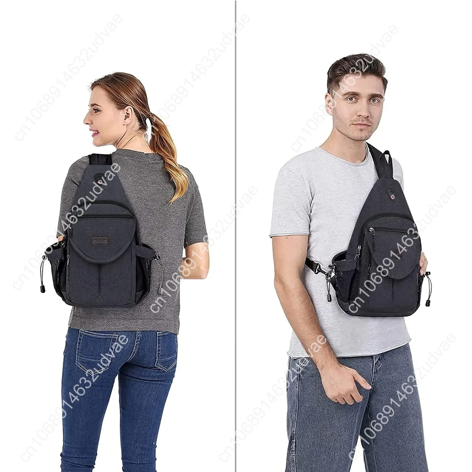 Sling Backpack,Canvas Crossbody Hiking Daypack Bag with Anti-theft Pocket