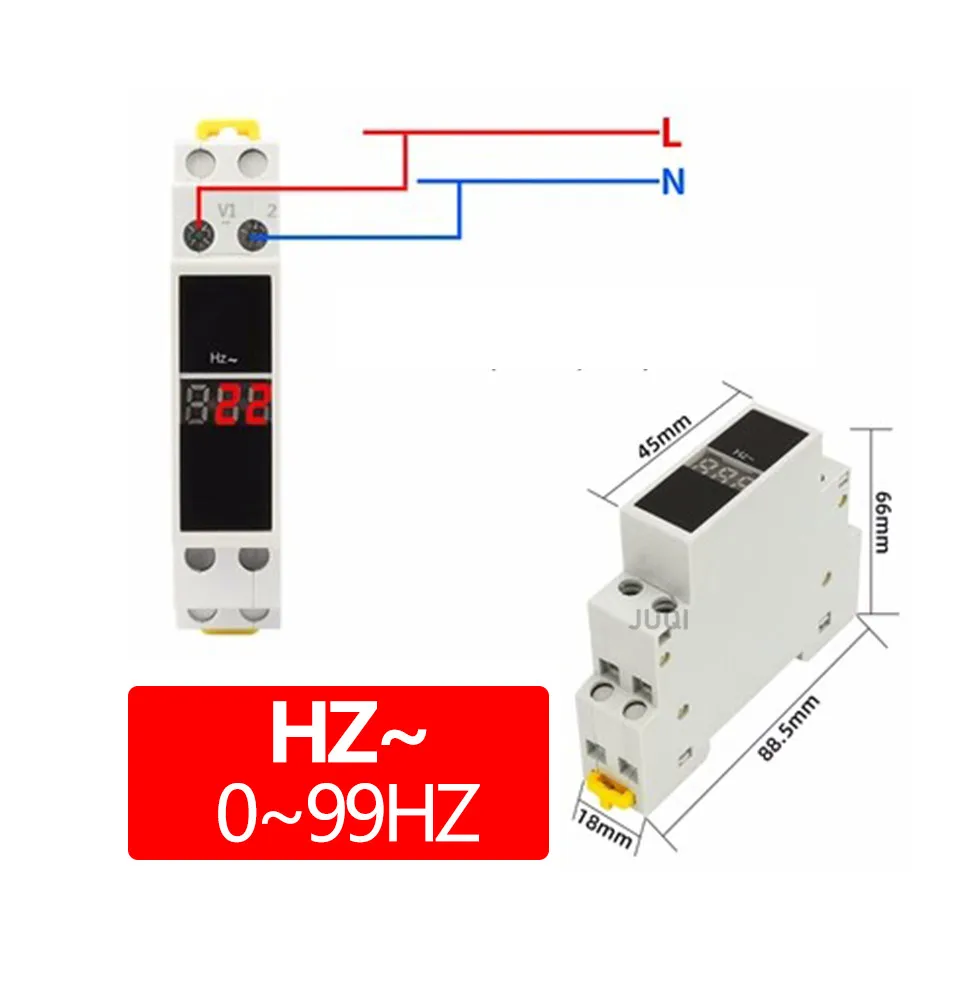 Din rail mounted ammeter Ac 80-500V mini module voltmeter single-phase/three-phase AC220V indicator LED digital display detector