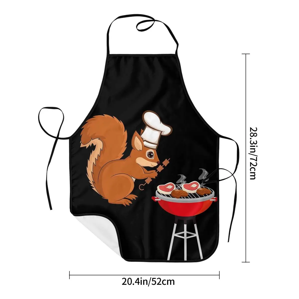 Chef Squirrel Barbecue BBQ Apron Chef Cooking Cuisine Tablier Sleeveless Bib Kitchen Cleaning Pinafore for Women Men Gardening