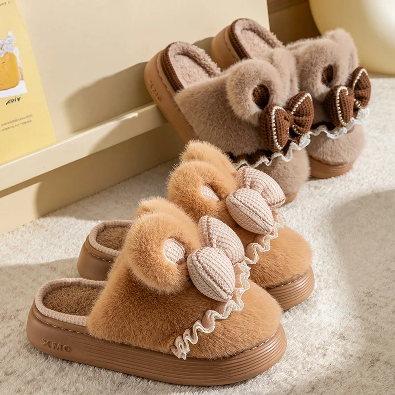 شباشب قطنية نسائية شتوية سميكة من القطيفة في المنزل وسحب قطني لطيف دافئ وغير قابل للانزلاق