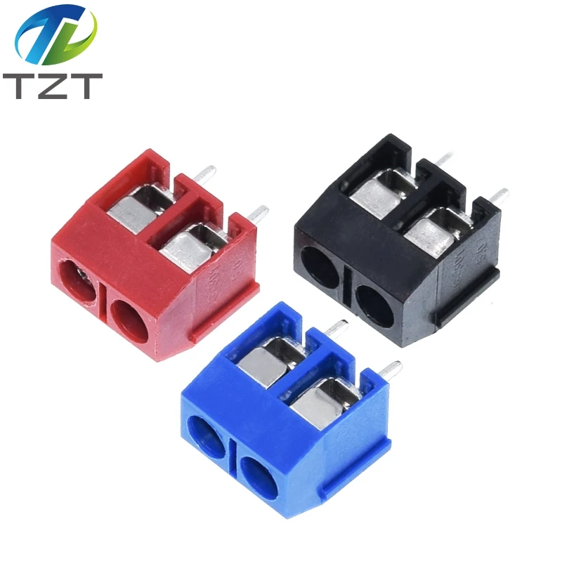 TZT 10/30PCS KF301-2P KF301-5.0-2P KF301 Screw 2Pin 5.0mm straight Pin screw block connector black red And blue