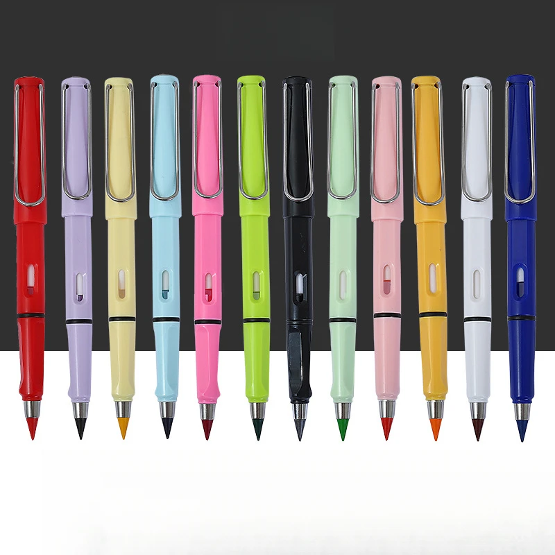 High Quality Multicolor Infinite Pencil with Hidden Eraser, Reversible Threaded Tip Mechanical Drawing Pen, Ergonomic Grip School Stationery, 16.5cm Pocket Sketch Pencil