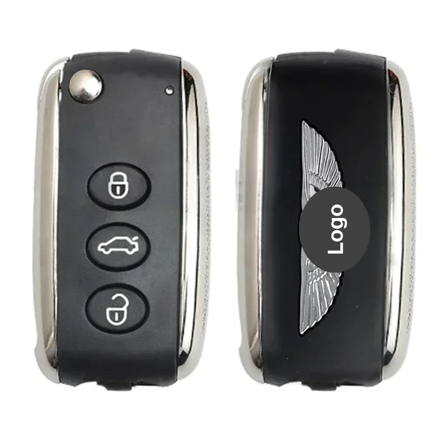 BB Key Shell for Bentley Mulsanne Arnage Flying Spur 2002-2014 FCC ID:KR55WK45032 4 Buttons with Logo Remote Car Key Replacement