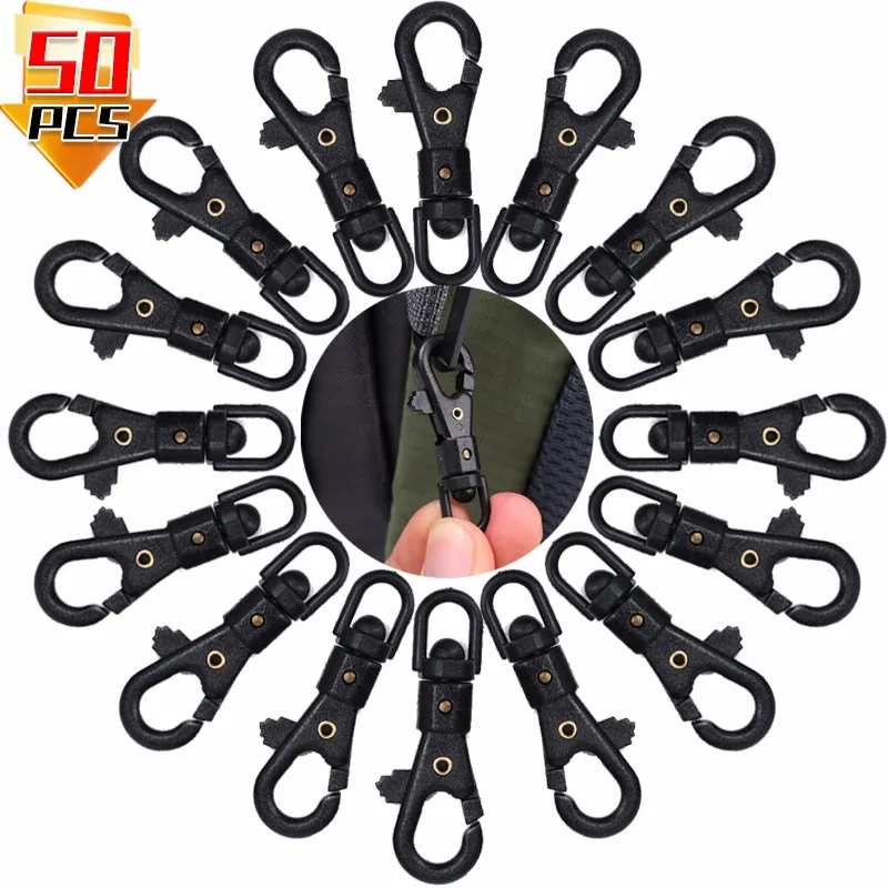 50/10PCS Metal Swivel Lanyard Hook Keychain Snap Rotatable Buckle Quickdraw Chain DIY Plastic Steel Umbrella Rope Ring Accessory