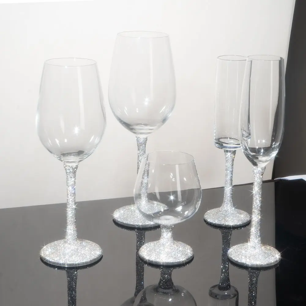 Bling Crystal Diamond Wedding Wine Glass Creative Champagne Flutes Crystalline Party Gift Toasting Glass Goblet  Anniversary