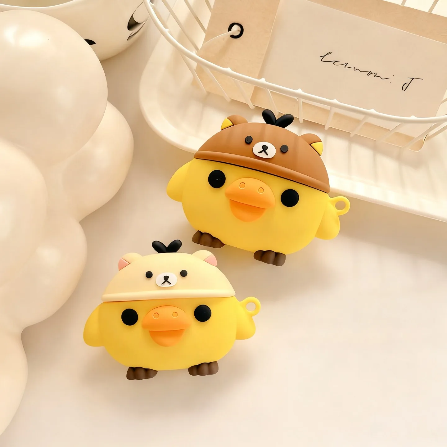 For Airpods 5 2026 Pro 3 2 4 Pro3 Pro2 Earphone Case Cute 3D Cartoon Yellow Chick Wear Bear Hat Soft Silicone Headphone Cover