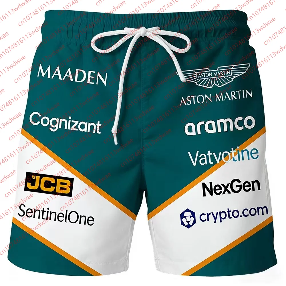 Aston Martin Team Beach Shorts Men Quick Dry Breathable Drawstring Summer Casual Board Shorts Racing Fans & Beach Enthusiasts