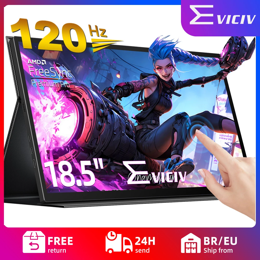 Imagem -01 - Eviciv 120hz Touchscreen Gaming Display 18.5 1080p Hdr Ips Monitor Portátil com Hdmi Usb c para Steam Deck Laptop Mac pc Telefone eviciv 120hz touchscreen gaming display 185 1080p hdr ips monitor portatil com hdmi usb c para steam deck laptop mac pc telefone 01