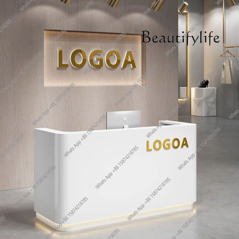 W Luxury Hotel Display Executive Reception Desks Company Mostrador Lounge Design Beauty Reception Desks Modern Shop Bar