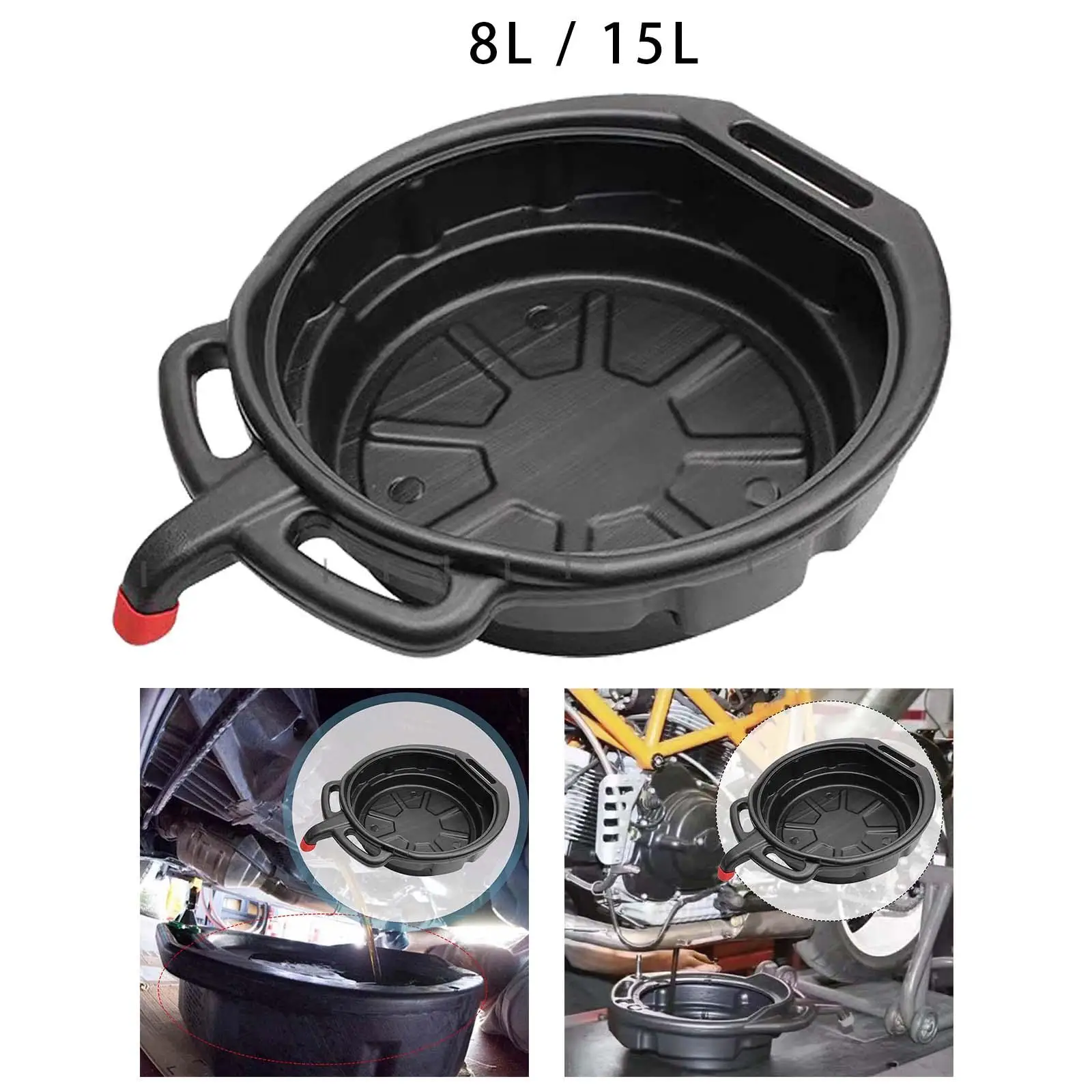 

Oil Drain Pan Large Capacity Accessory Black Tool Oil Change Drain Pan Portable