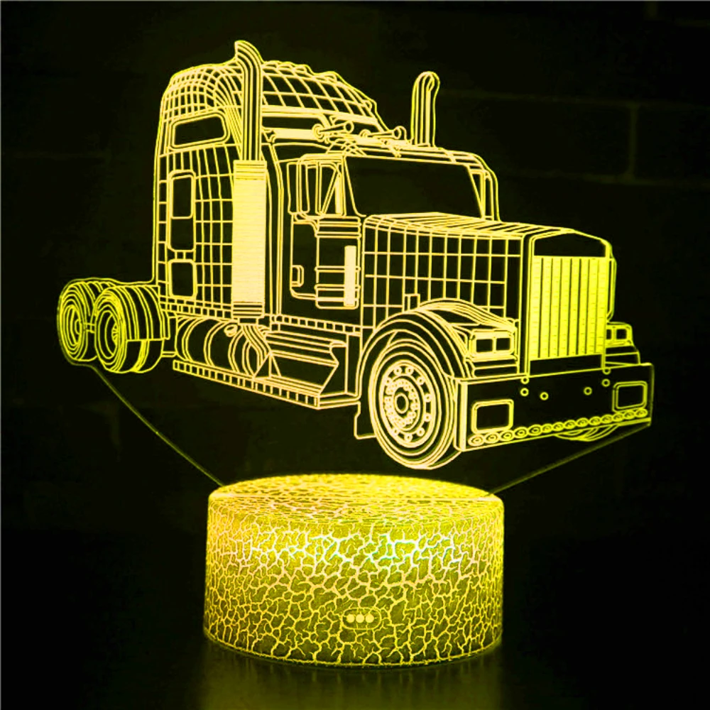 Nighdn Truck 3D lampada da comodino Illusion Night Light 7 colori che cambiano bambini arredamento camera da letto regalo di compleanno regalo per ragazzo uomo bambino