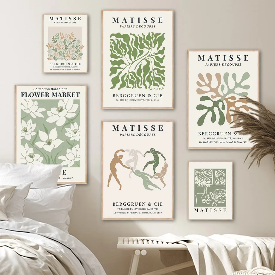 Green Matisse Dance Coral Flowers Market Picasso Abstract Vintage Posters Prints Wall Art Canvas Painting Living Room Home Decor