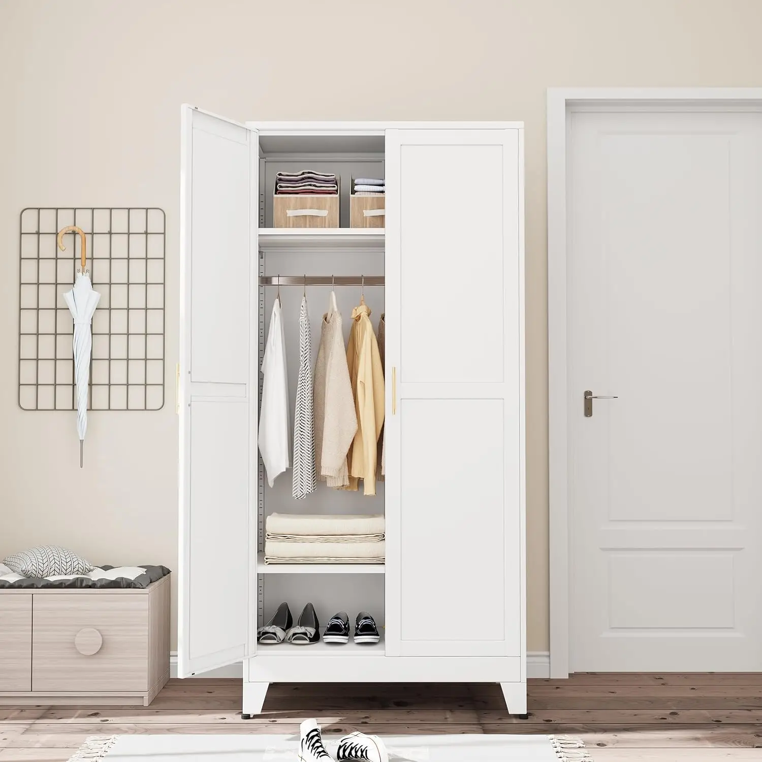 نظام فتح الأثاث المحمولة خزانة الملابس أبواب خزانة الملابس منظم للملابس 2 باب خزانة الملابس لغرفة النوم #2