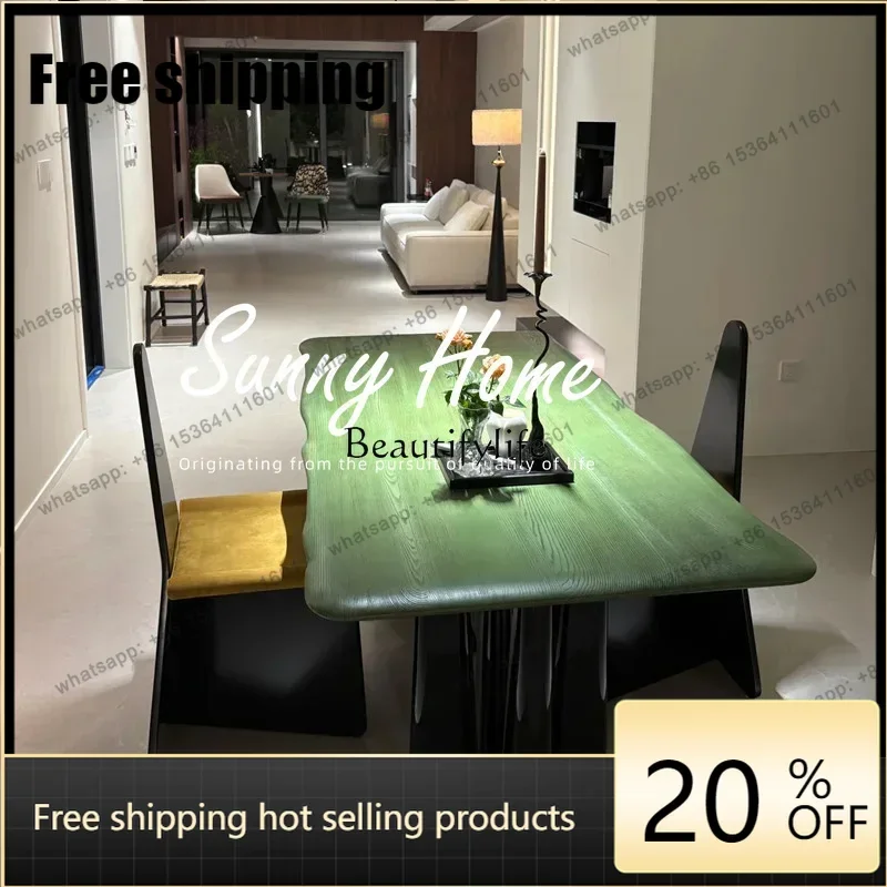 HJ Medieval solid wood model room French antique simple household rectangular dining table