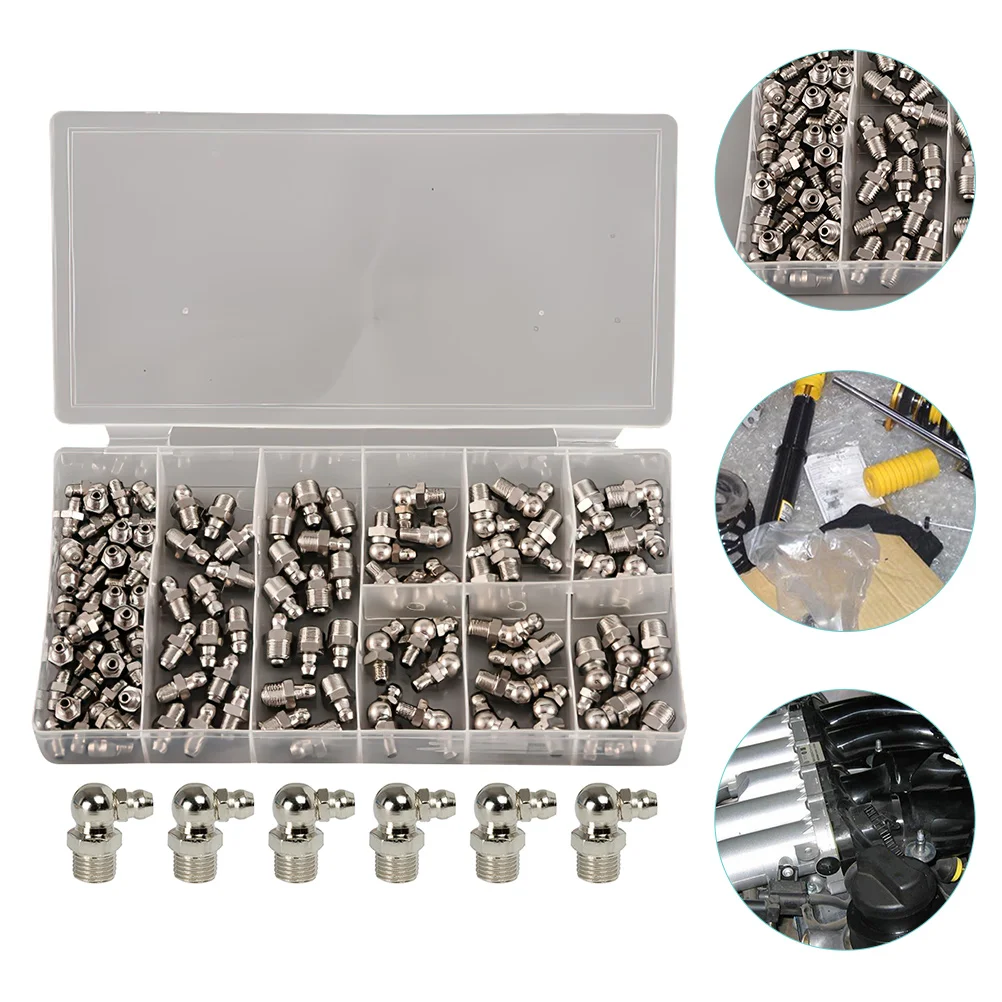 

Grease Nickel-plated Straight and Curved Oil Fitting Kit Zerks Nozzles 3X15X15CM Mechanical Silver Assortment