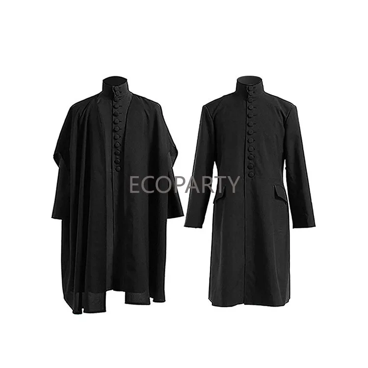 Traje de Cosplay Escolar para Crianças e Adultos, Professor Manto Preto, Robe, Varinha Mágica, Camisas, Uniformes de Festa de Carnaval, Ternos