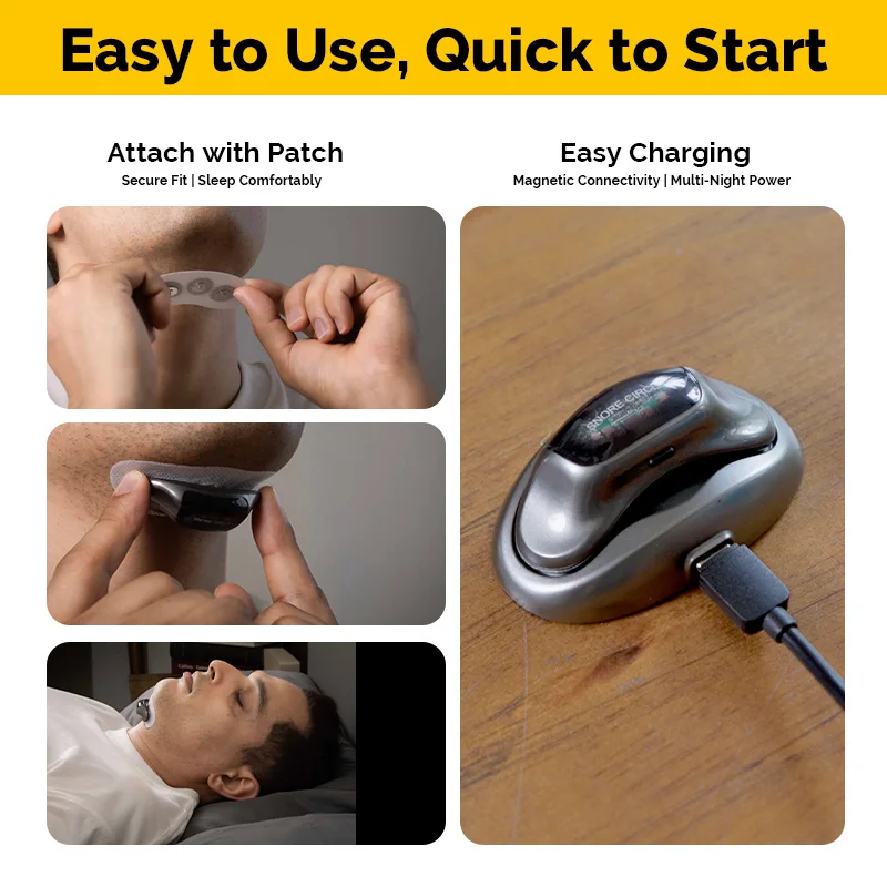 Smart Anti-Snoring Magnetic Patch Electric Throat Muscle Stimulator Massager Non-Invasive Snoring Solution for Better Sleep