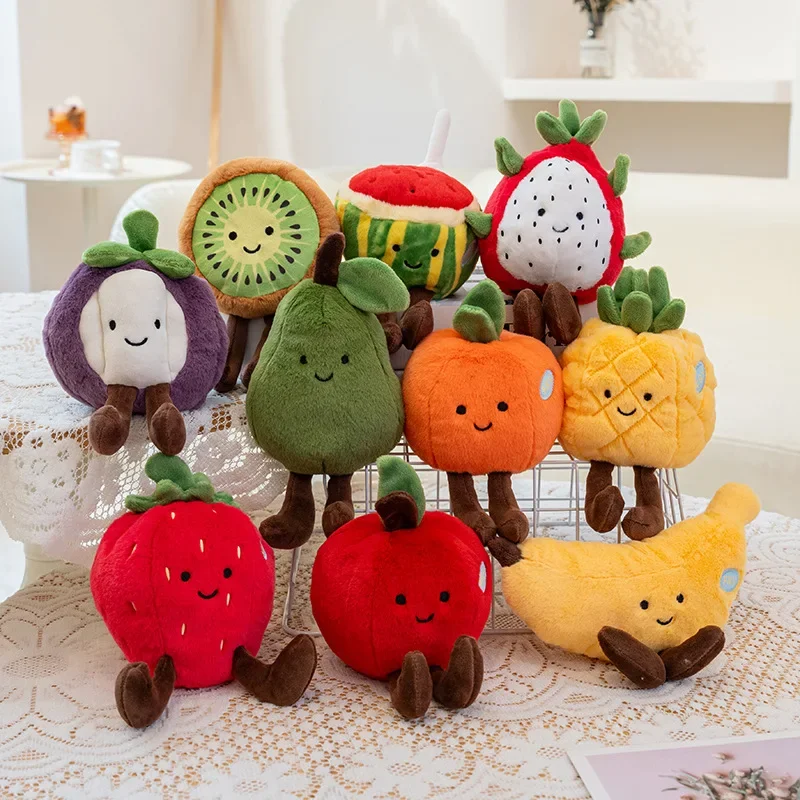 Mini juguetes de peluche de frutas, 10 estilos, sandía, naranja, manzana, Durian, plátano, fresa, juguetes animados, fruta de dibujos animados, decoración Kawaii
