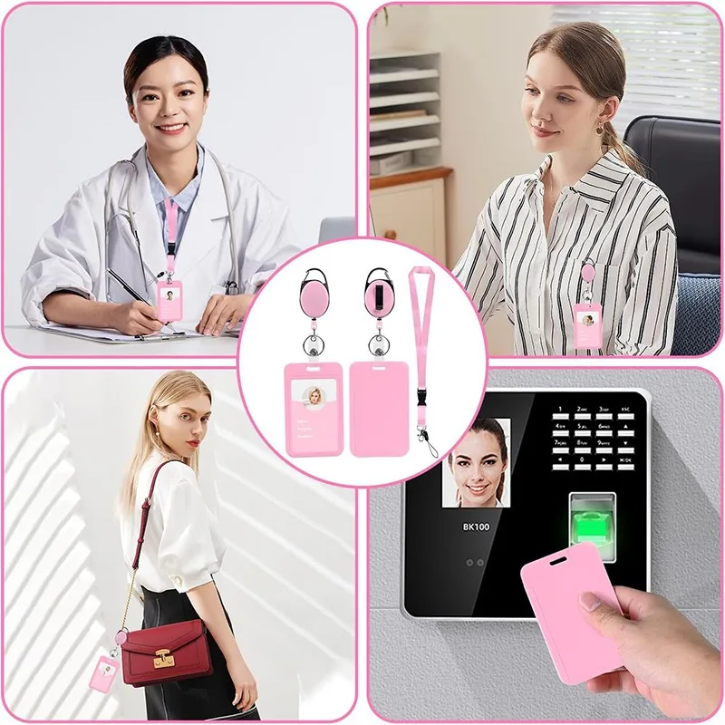 Sliding Id Badge Holder Black Plastic Card Case Protector Pouch With Clear Window For School Id Credit Cards Key Cards image 5
