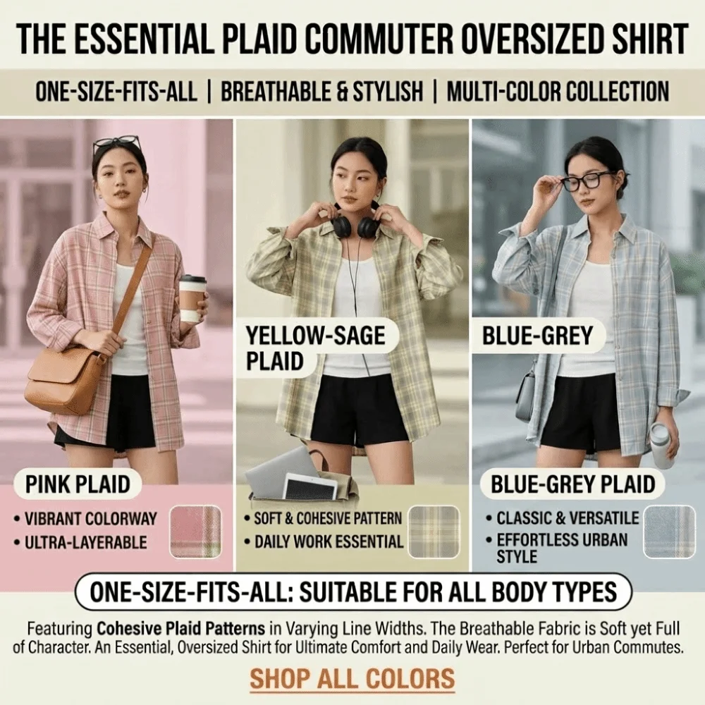 

Fashion Loose Women Plaid Shirt Casual Long Sleeve College Blouse Top Comfortable Fresh Female Checked Shirt Spring