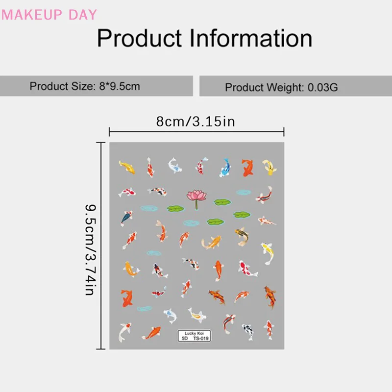 Наклейка-слайдер для ногтей 5D, яркая наклейка, милая маленькая рыба, мягкая рельефная наклейка, наклейки для девочек