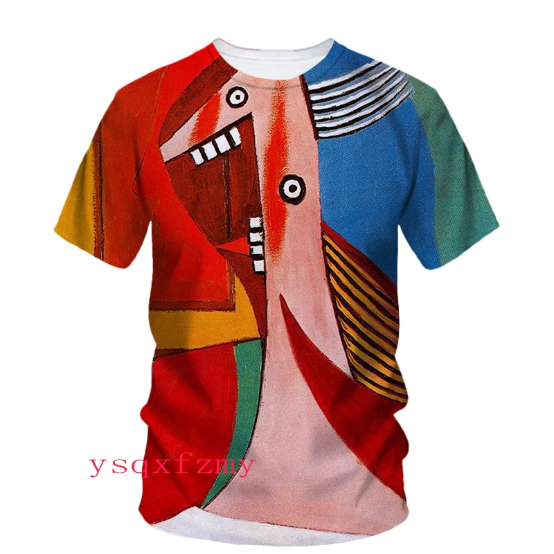 Pittura a olio Picasso stampa 3D HD Art Graffiti personalità moda uomo e donna girocollo manica corta Street Casual t-shirt