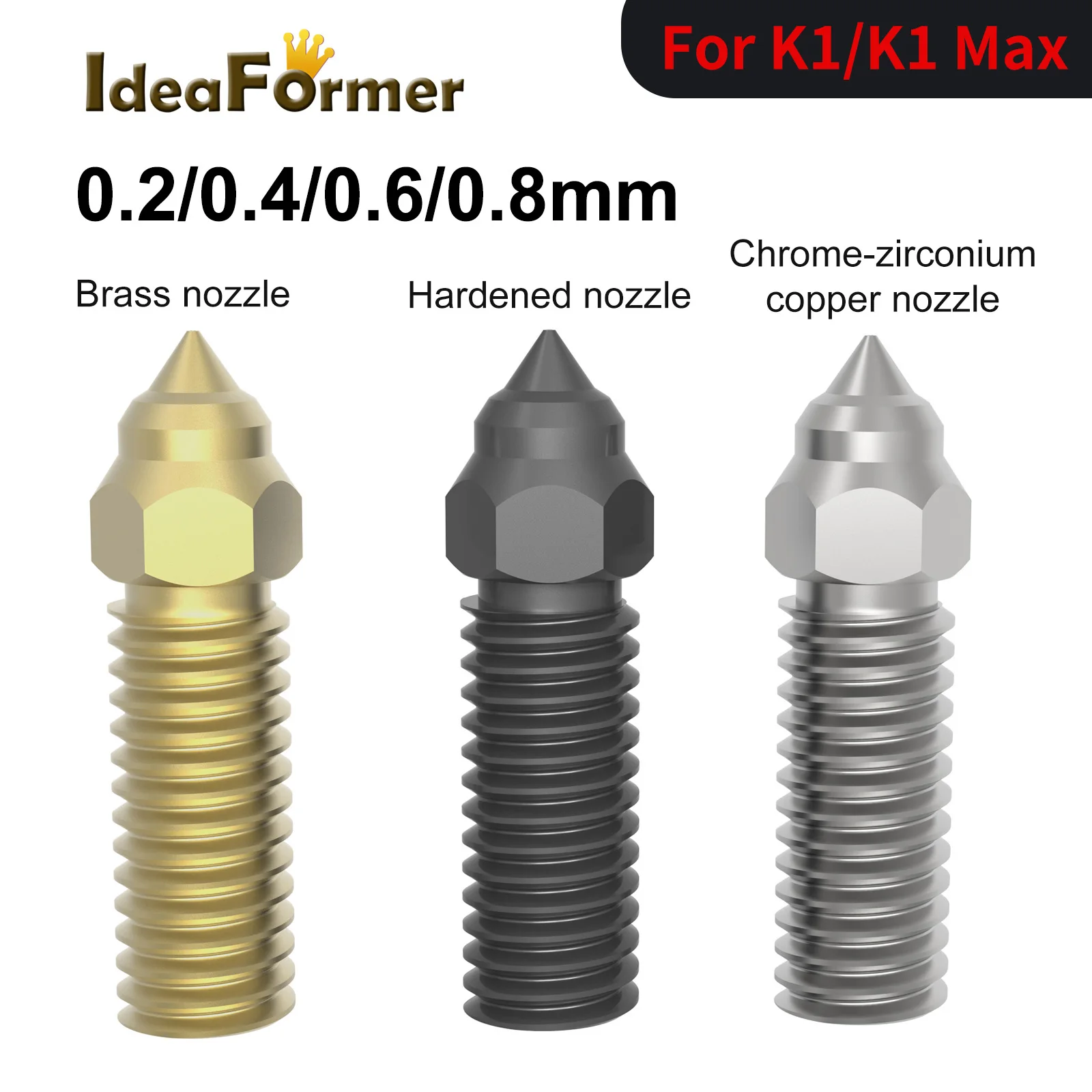 

High-speed Volcano Nozzle Hardened Steel Brass For Creality K1/K1Max /Anycubic Vyper/Kobra/Sovol Sv06 Plus/Sv07 3d Printer Parts